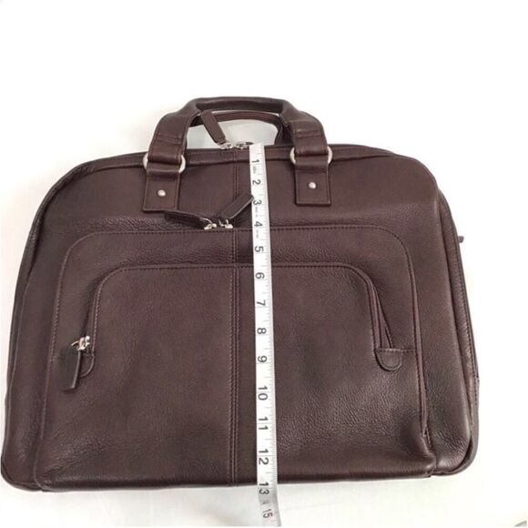 Levenger Brown Laptop Bag Briefcase Adjustable Shoulder Strap - Picture 3 of 12